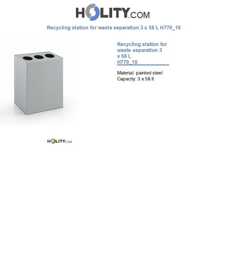 Recycling station for waste separation 3 x 58 L H770_10