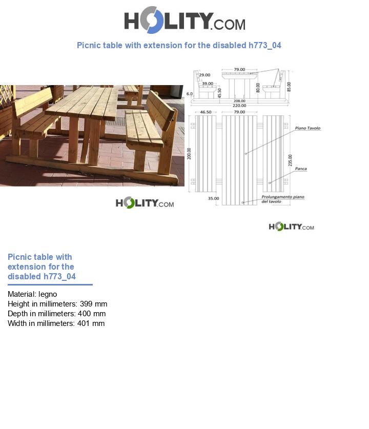 Picnic table with extension for the disabled h773_04