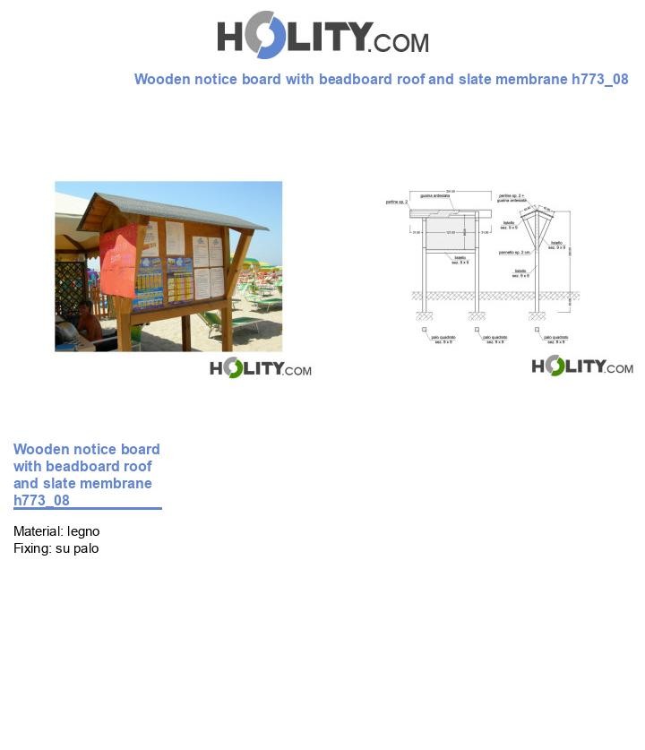 Wooden notice board with beadboard roof and slate membrane h773_08