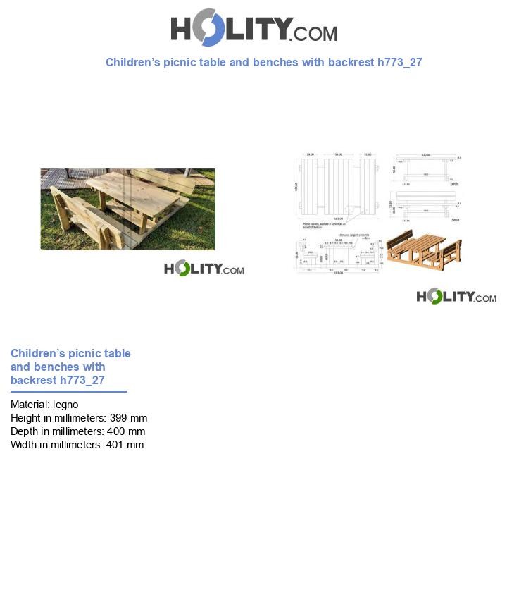 Children’s picnic table and benches with backrest h773_27