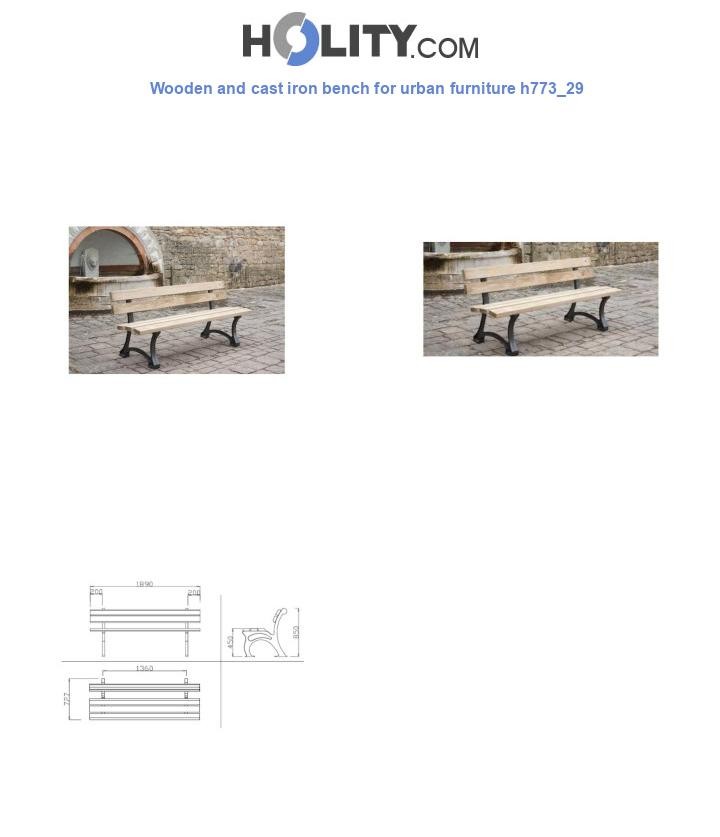Wooden and cast iron bench for urban furniture h773_29