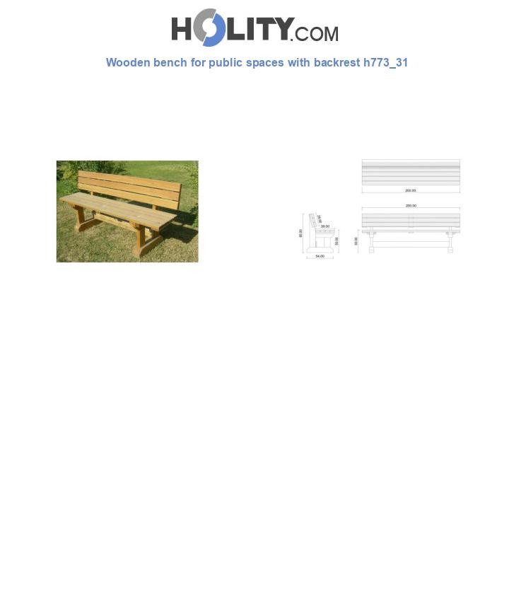 Wooden bench for public spaces with backrest h773_31