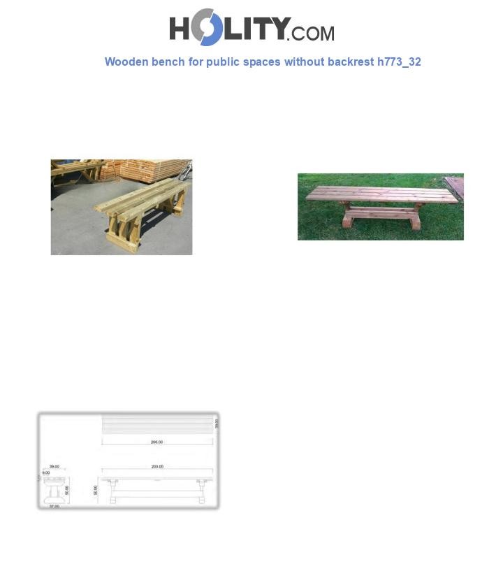 Wooden bench for public spaces without backrest h773_32