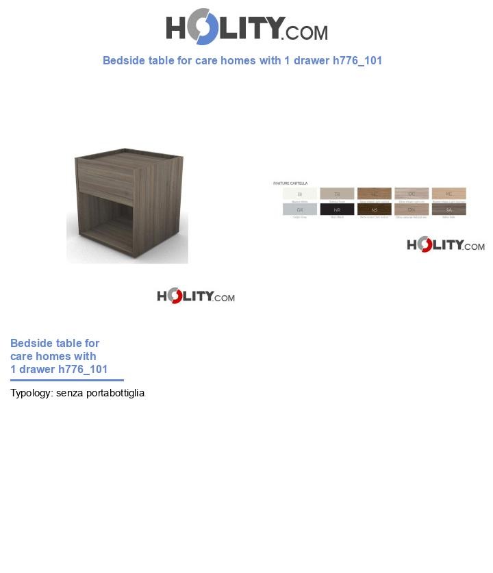 Bedside table for care homes with 1 drawer h776_101