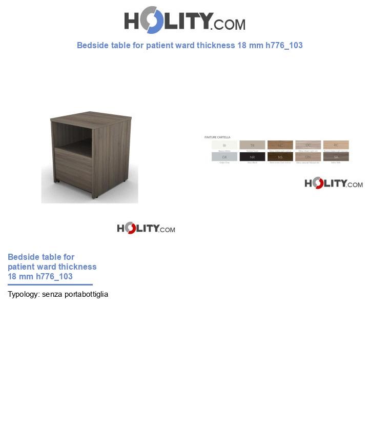 Bedside table for patient ward thickness 18 mm h776_103
