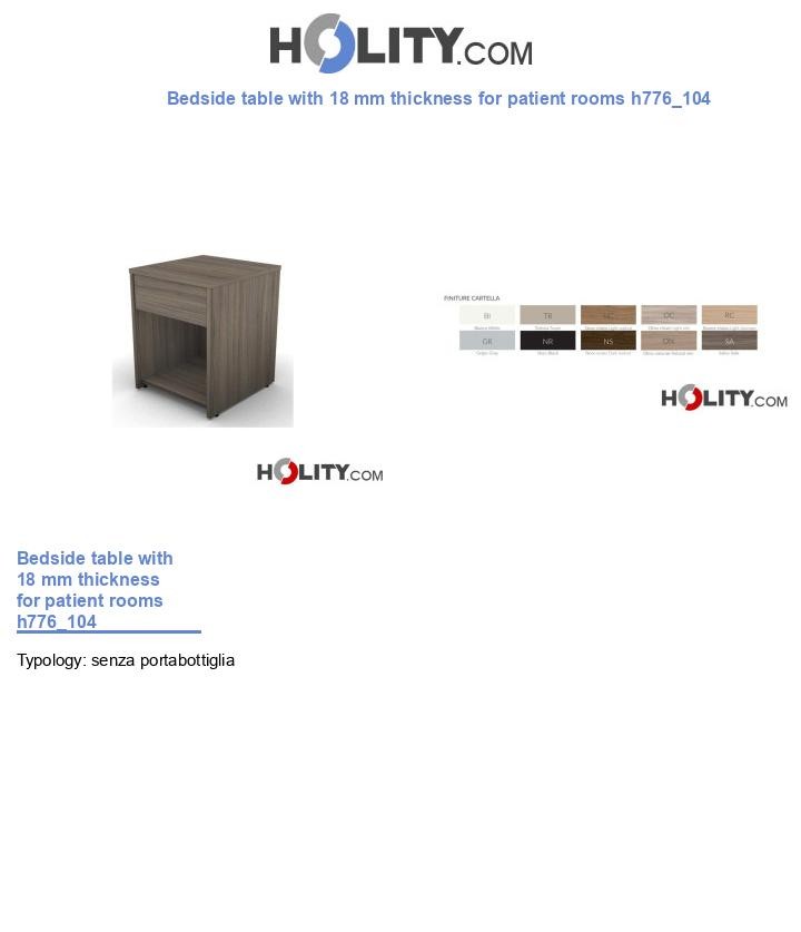 Bedside table with 18 mm thickness for patient rooms h776_104