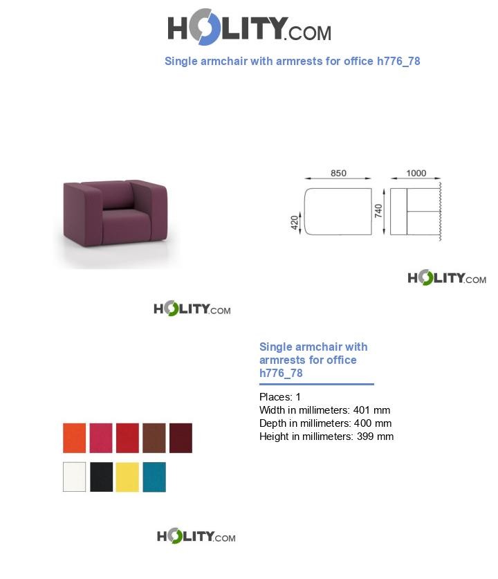 Single armchair with armrests for office h776_78