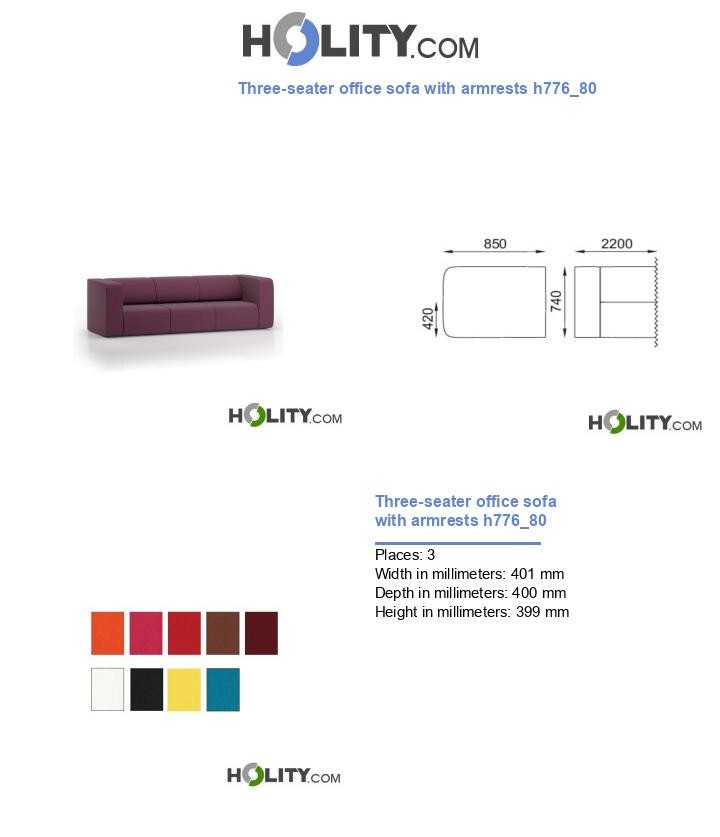 Three-seater office sofa with armrests h776_80