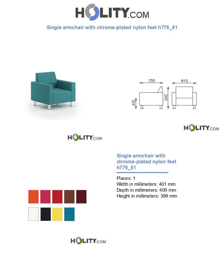 Single armchair with chrome-plated nylon feet h776_81