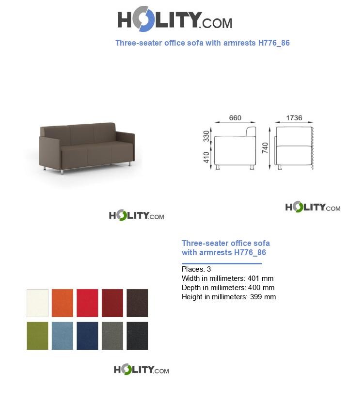 Three-seater office sofa with armrests H776_86