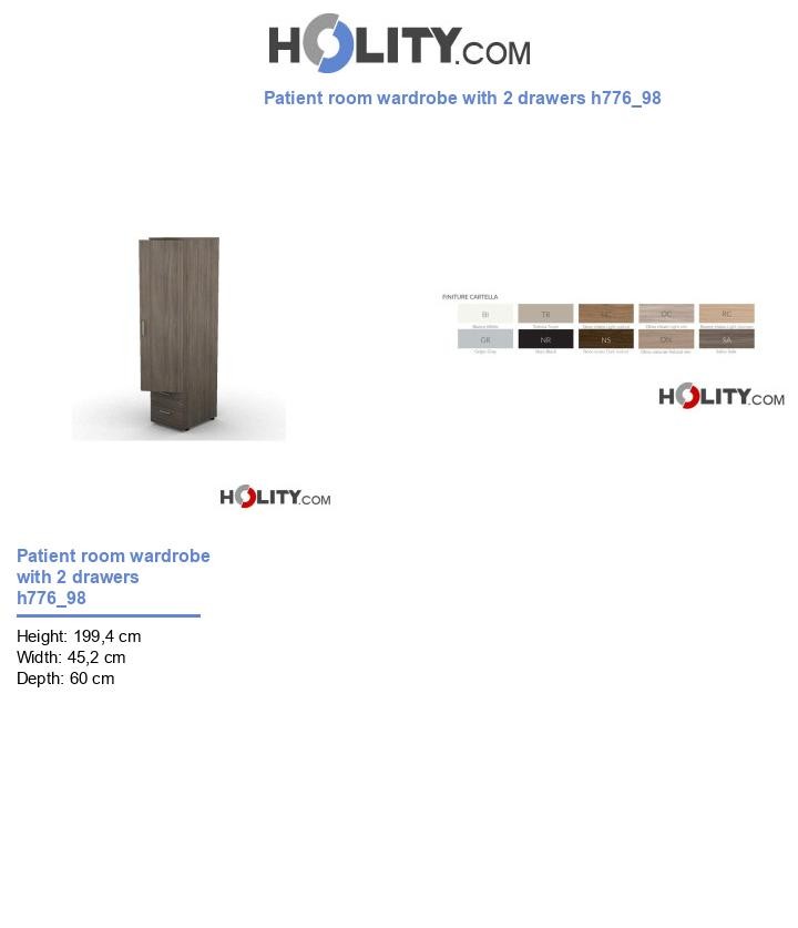 Patient room wardrobe with 2 drawers h776_98
