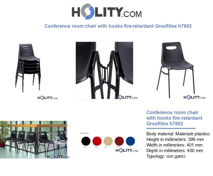 Conference room chair with hooks fire-retardant Grosfillex h7802