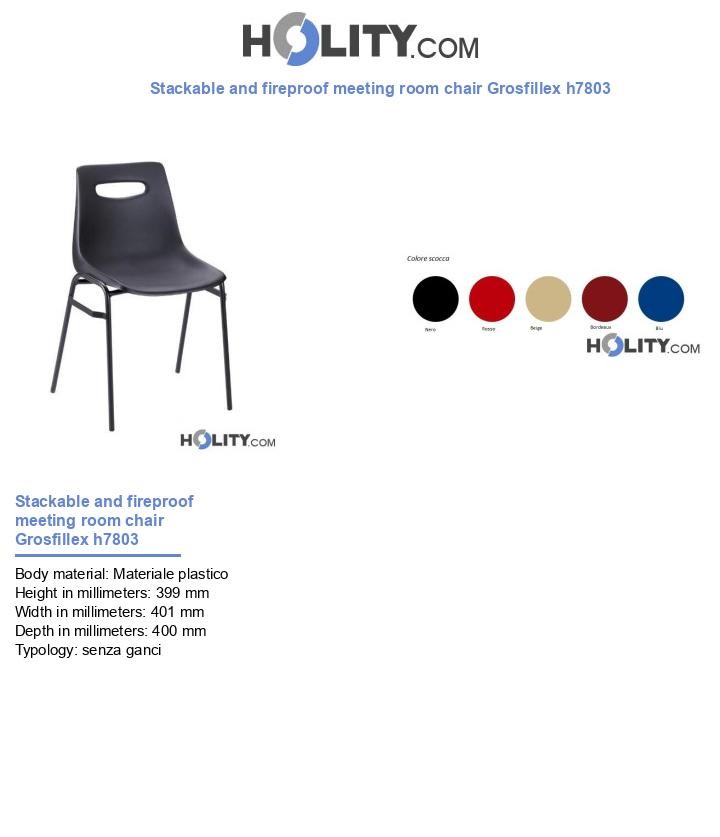 Stackable and fireproof meeting room chair Grosfillex h7803