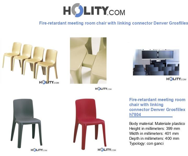 Fire-retardant meeting room chair with linking connector Denver Grosfillex h7804