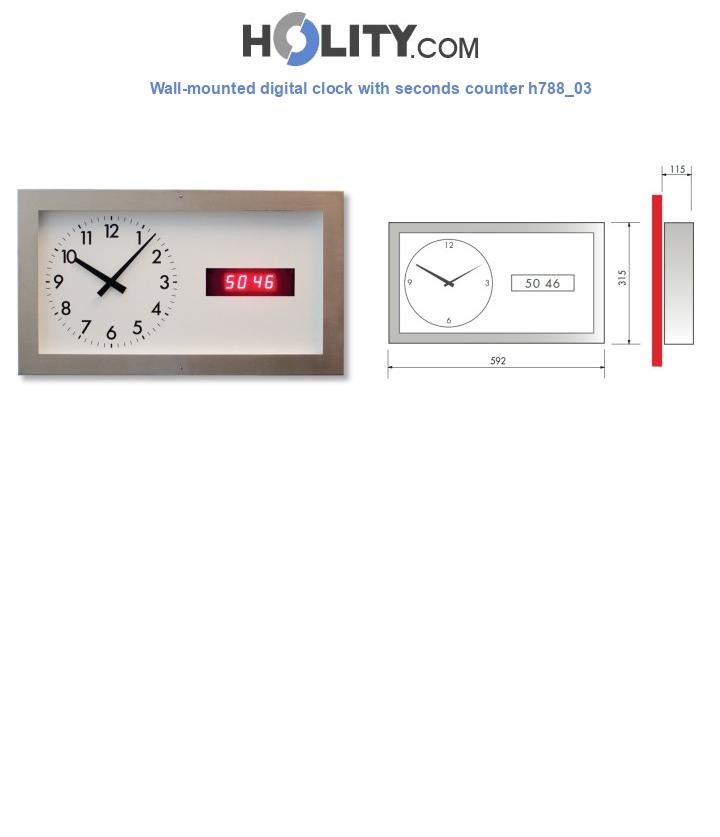 Wall-mounted digital clock with seconds counter h788_03