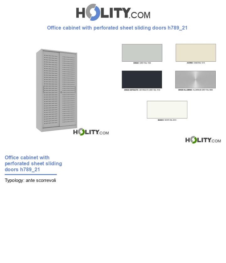 Office cabinet with perforated sheet sliding doors h789_21