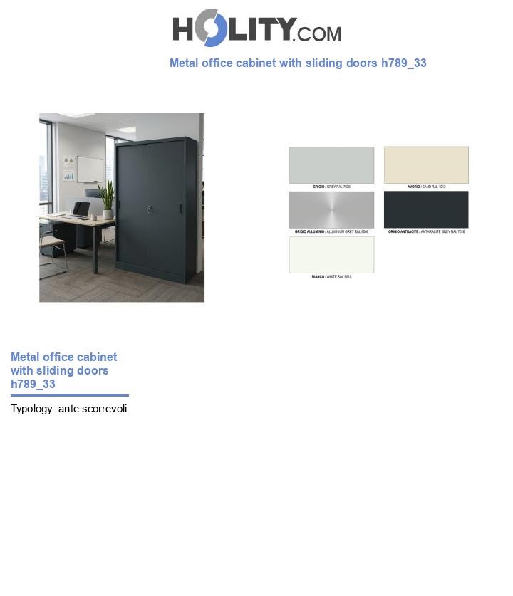 Metal office cabinet with sliding doors h789_33