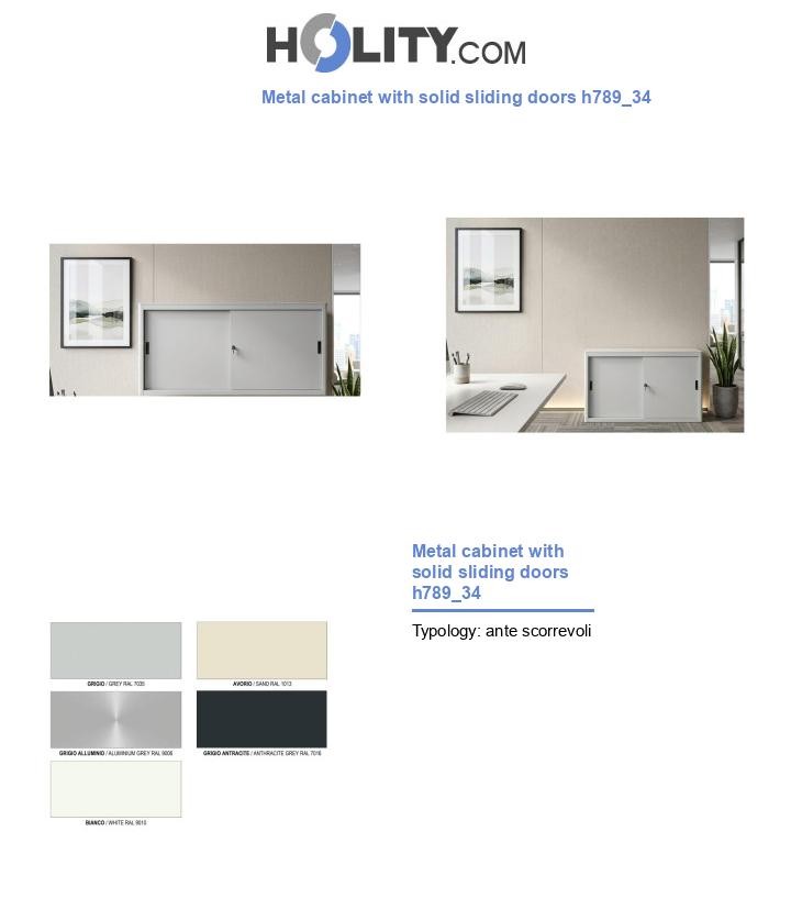 Metal cabinet with solid sliding doors h789_34