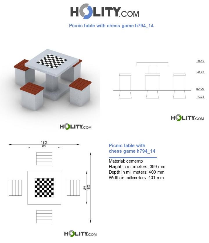 Picnic table with chess game h794_14