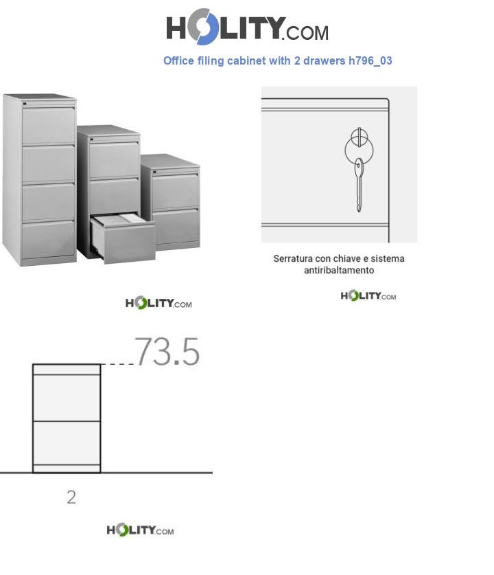Office filing cabinet with 2 drawers h796_03
