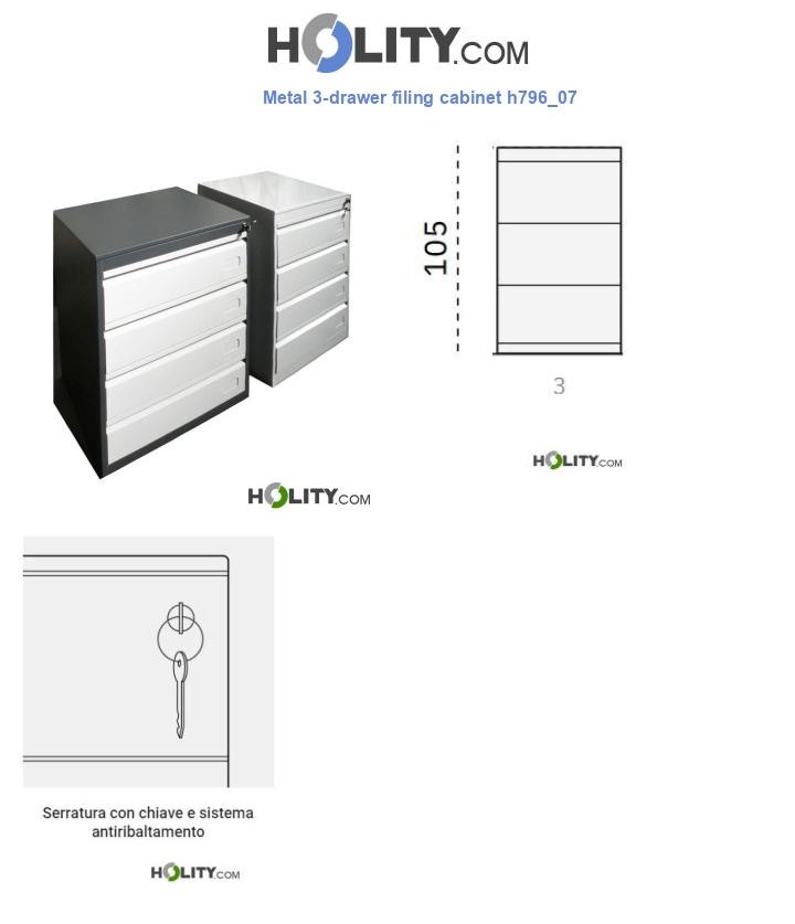 Metal 3-drawer filing cabinet h796_07