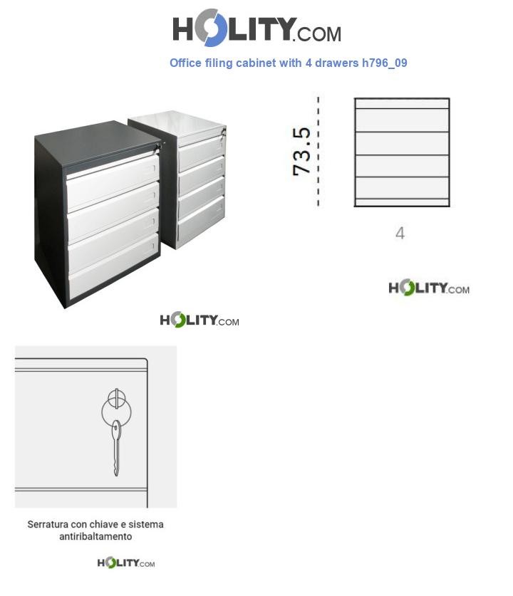 Office filing cabinet with 4 drawers h796_09