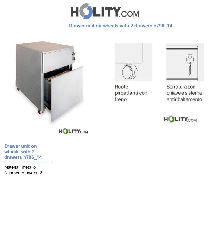 Drawer unit on wheels with 2 drawers h796_14