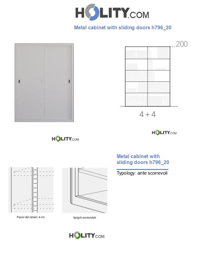 Metal cabinet with sliding doors h796_20