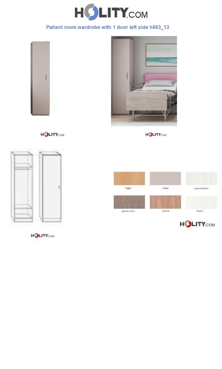 Patient room wardrobe with 1 door left side h803_13