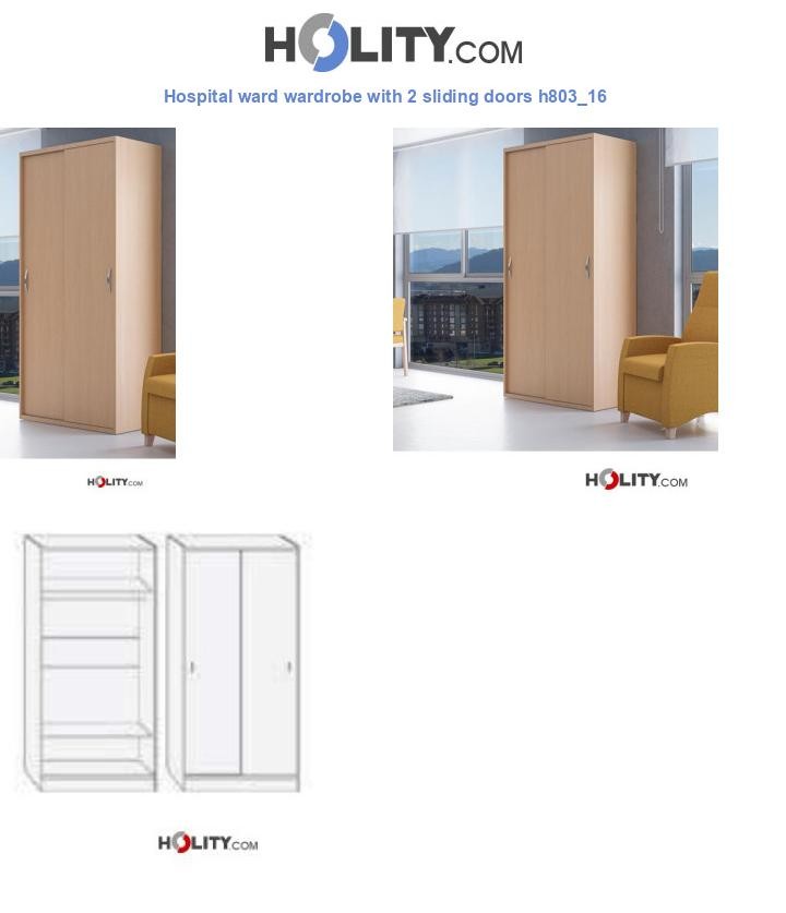 Hospital ward wardrobe with 2 sliding doors h803_16