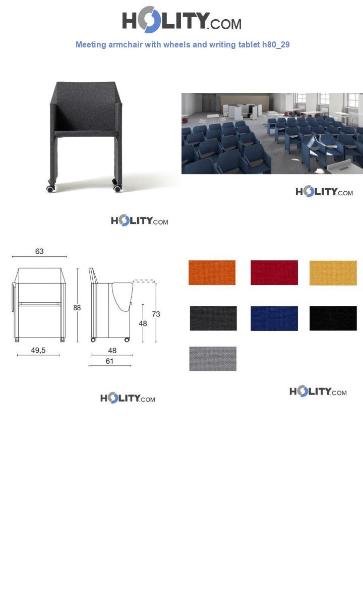 Meeting armchair with wheels and writing tablet h80_29