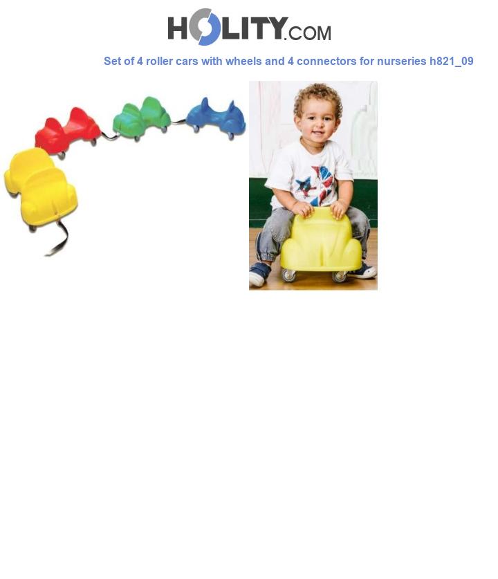 Set of 4 roller cars with wheels and 4 connectors for nurseries h821_09