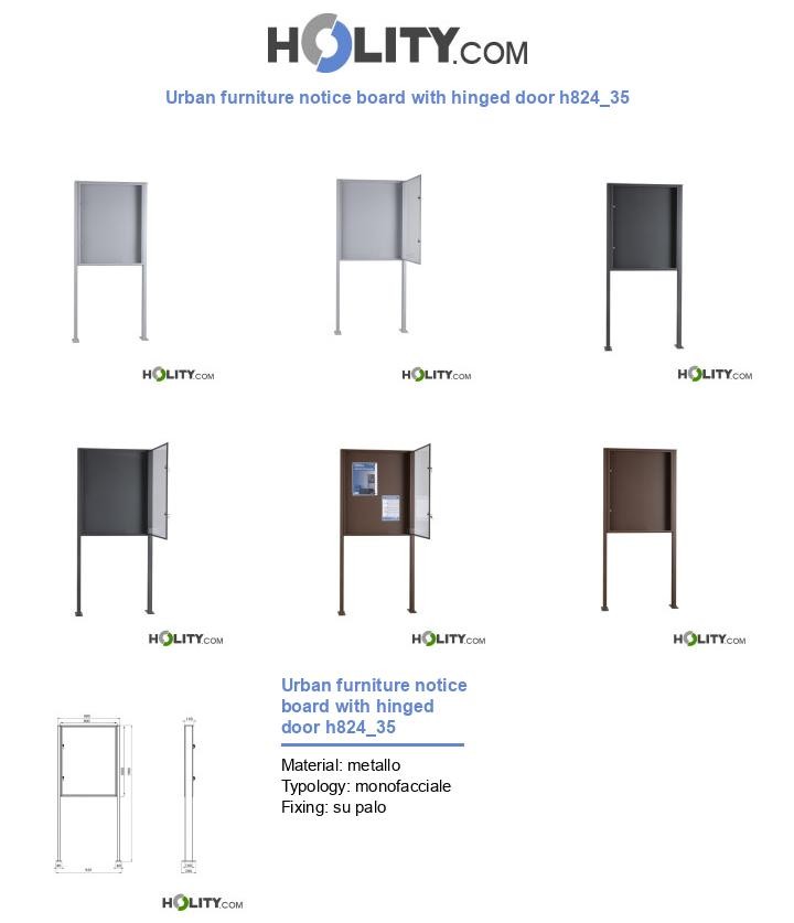Urban furniture notice board with hinged door h824_35