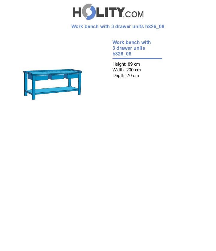 Work bench with 3 drawer units h826_08