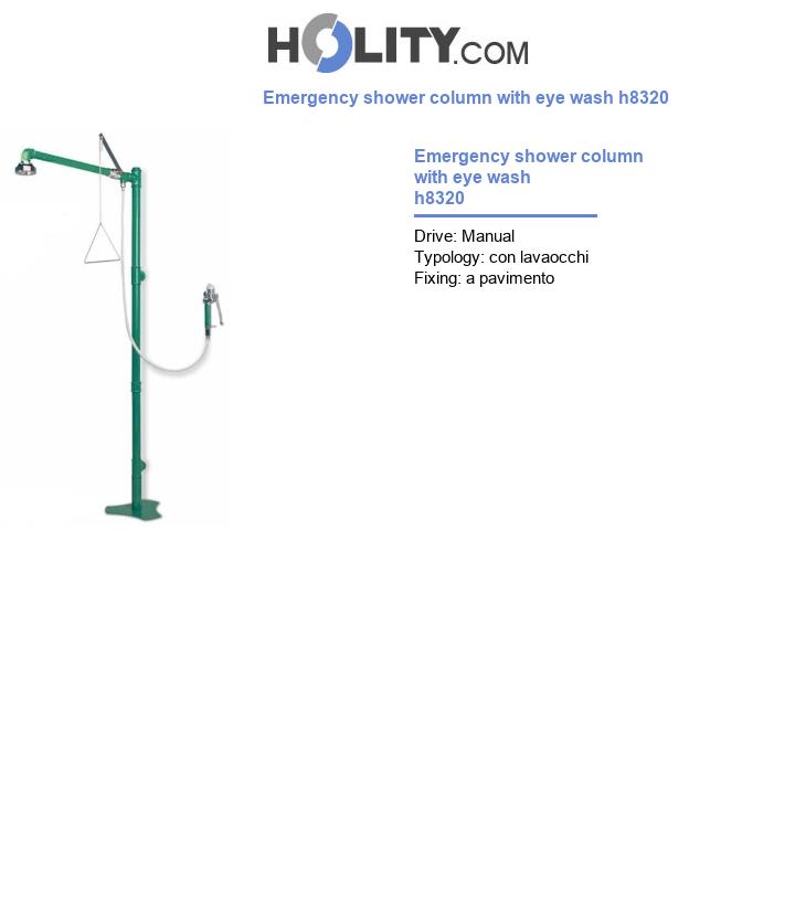 Emergency shower column with eye wash h8320