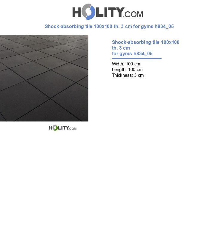 Shock-absorbing tile 100x100 th. 3 cm for gyms h834_05