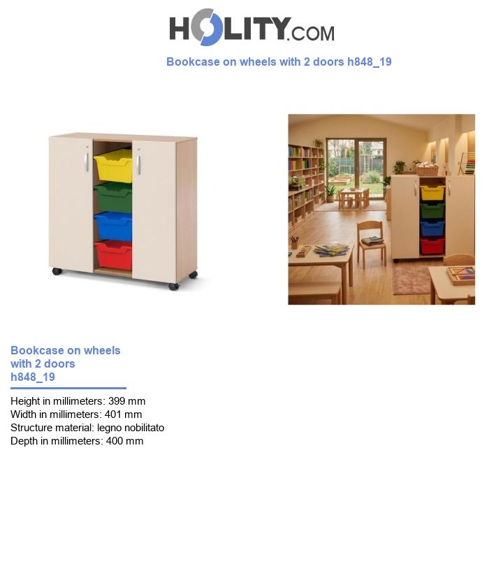 Bookcase on wheels with 2 doors h848_19
