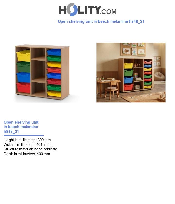 Open shelving unit in beech melamine h848_21
