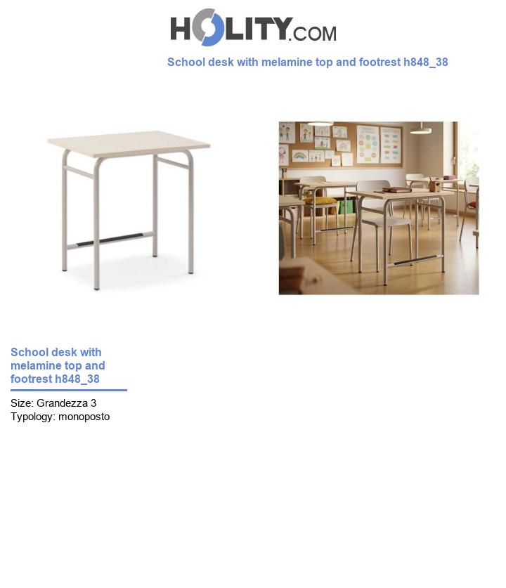 School desk with melamine top and footrest h848_38