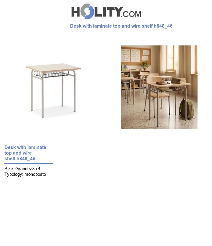 Desk with laminate top and wire shelf h848_46