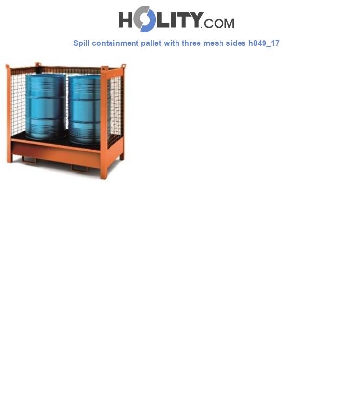 Spill containment pallet with three mesh sides h849_17