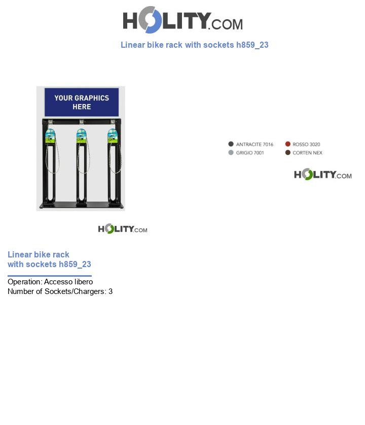 Linear bike rack with sockets h859_23