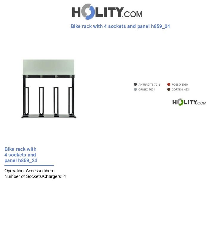 Bike rack with 4 sockets and panel h859_24