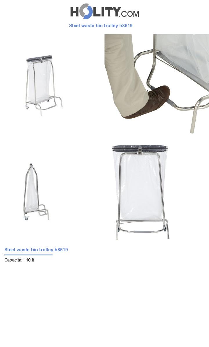 Steel waste bin trolley h8619