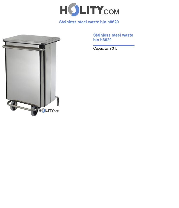 Stainless steel waste bin h8620