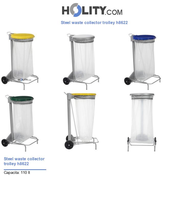 Steel waste collector trolley h8622
