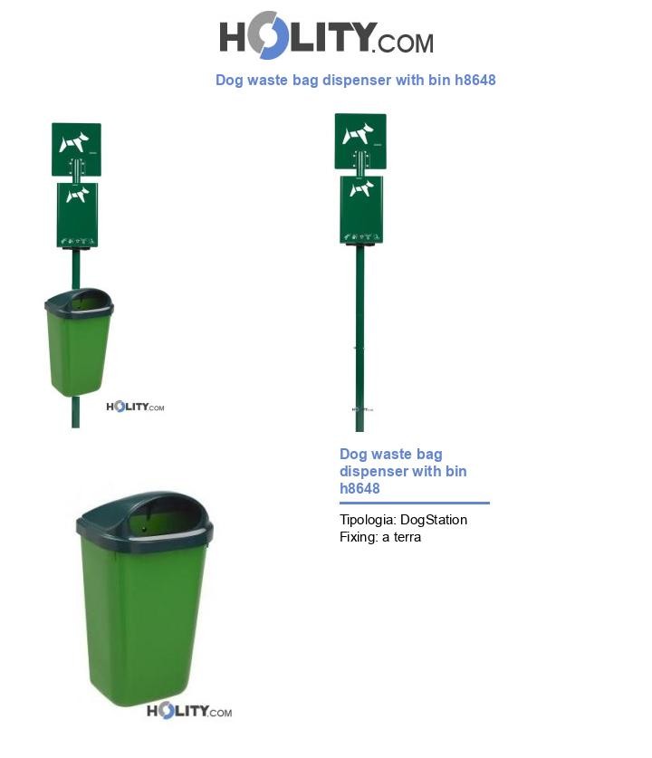 Dog waste bag dispenser with bin h8648