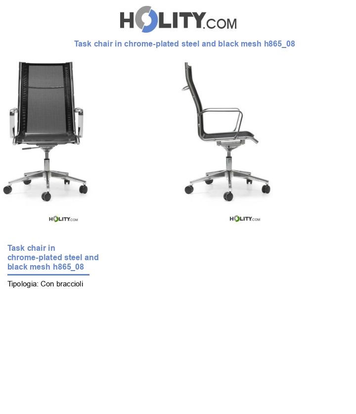 Task chair in chrome-plated steel and black mesh h865_08