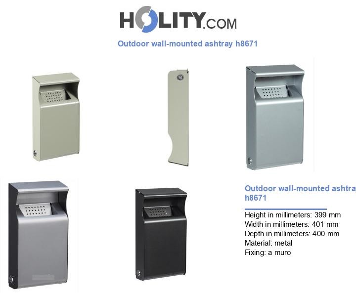 Outdoor wall-mounted ashtray h8671