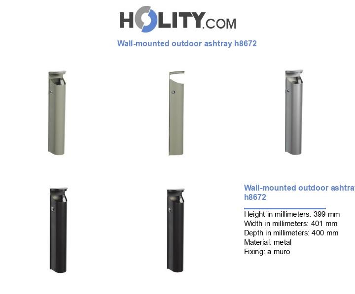 Wall-mounted outdoor ashtray h8672